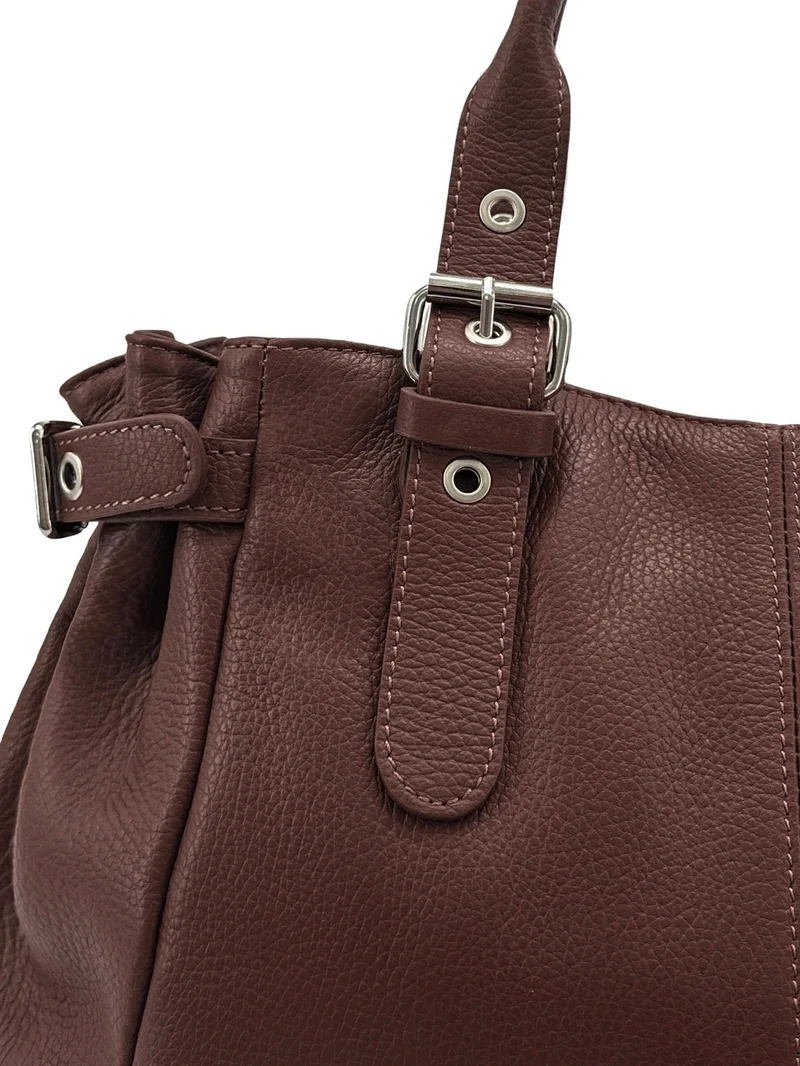 Sac bowling en cuir grainé NEW PRINCESS XL Marron chocolat