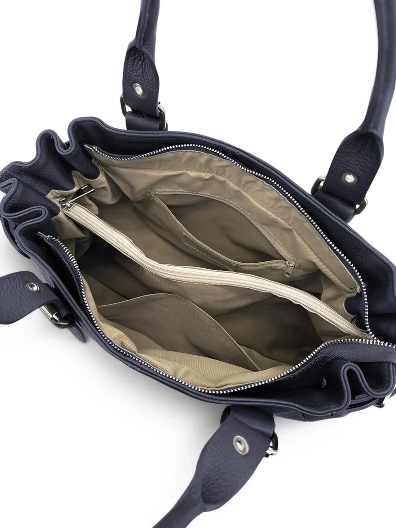 Sac bowling en cuir grainé NEW PRINCESS XL Bleu marine