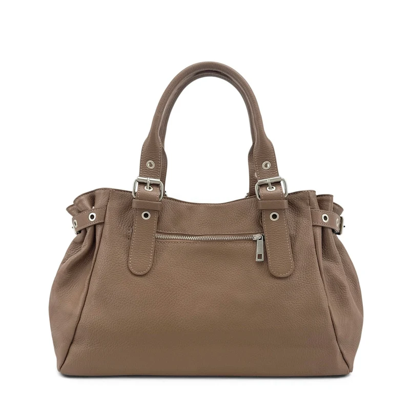 Sac bowling en cuir grainé NEW PRINCESS XL Taupe foncé