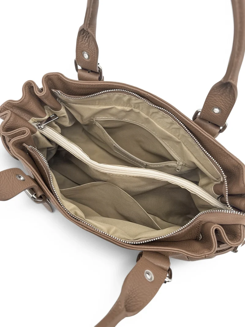 Sac bowling en cuir grainé NEW PRINCESS XL Taupe foncé