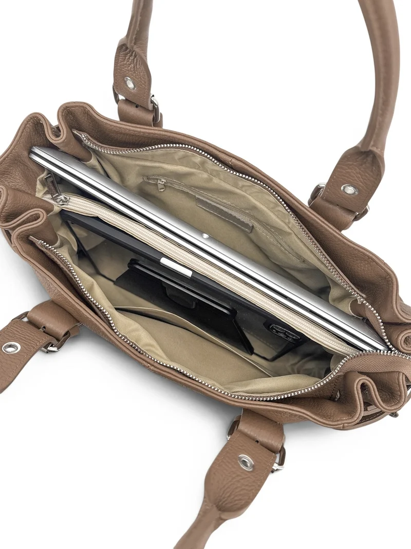 Sac bowling en cuir grainé NEW PRINCESS XL Taupe foncé
