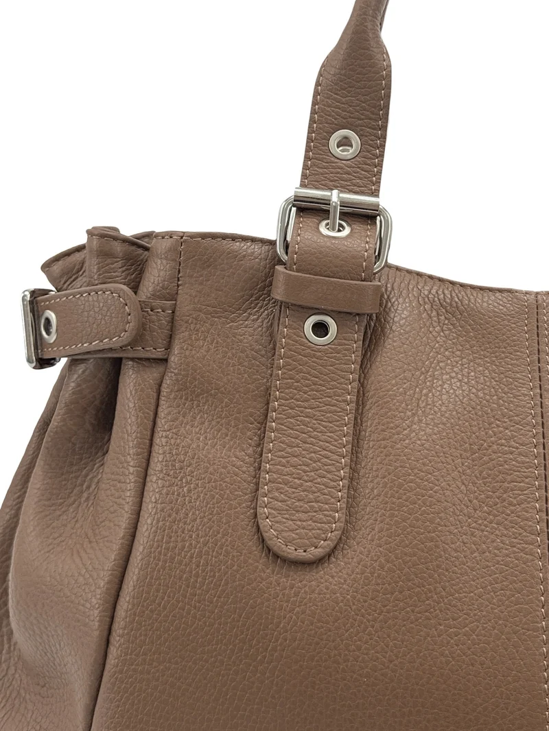 Sac bowling en cuir grainé NEW PRINCESS XL Taupe foncé