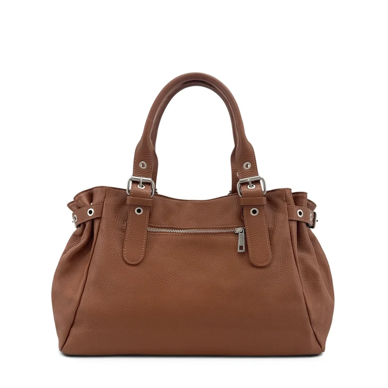Sac bowling en cuir grainé NEW PRINCESS XL Marron châtaigne