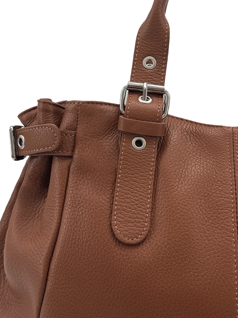 Sac bowling en cuir grainé NEW PRINCESS XL Marron châtaigne