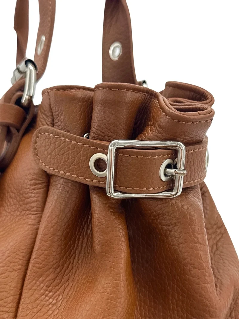 Sac bowling en cuir grainé NEW PRINCESS XL Marron camel foncé