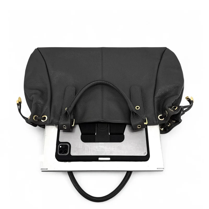 Sac bowling en cuir grainé PRINCESSE XL Noir