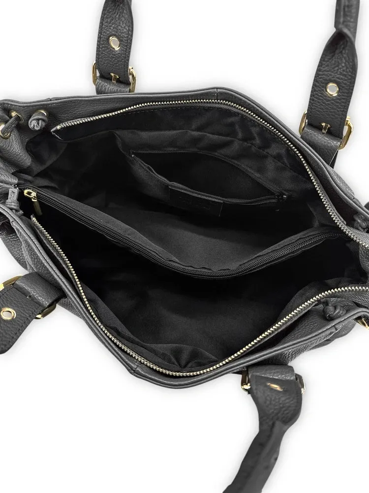 Sac bowling en cuir grainé PRINCESSE XL Noir