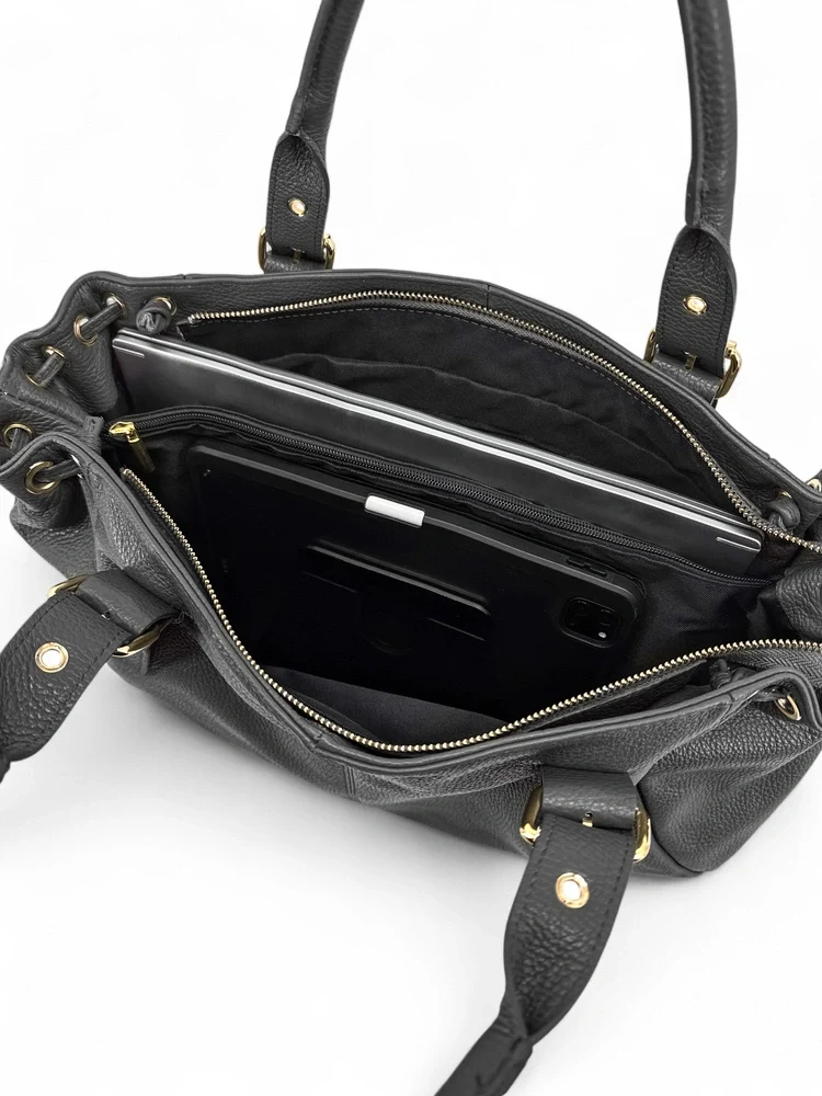 Sac bowling en cuir grainé PRINCESSE XL Noir