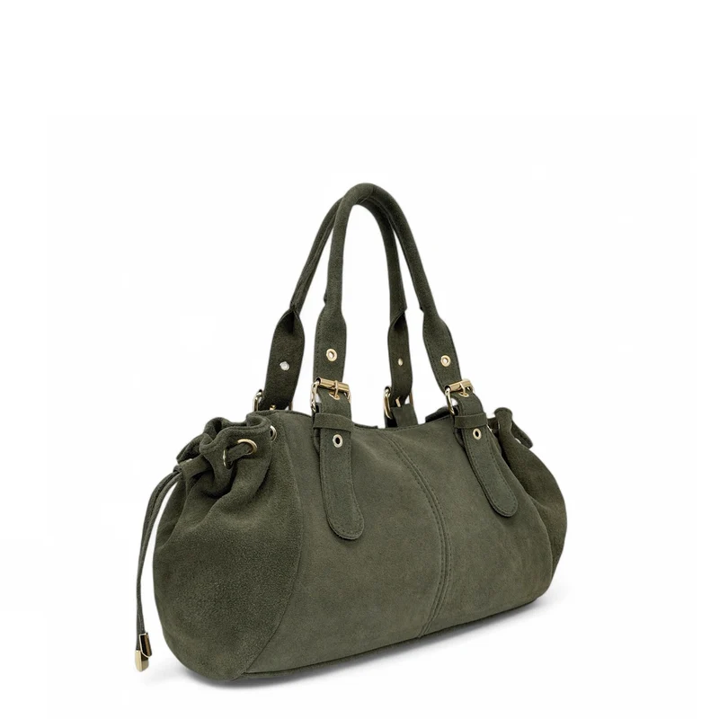 Sac bowling en daim PRINCESSE SUEDE Vert kaki