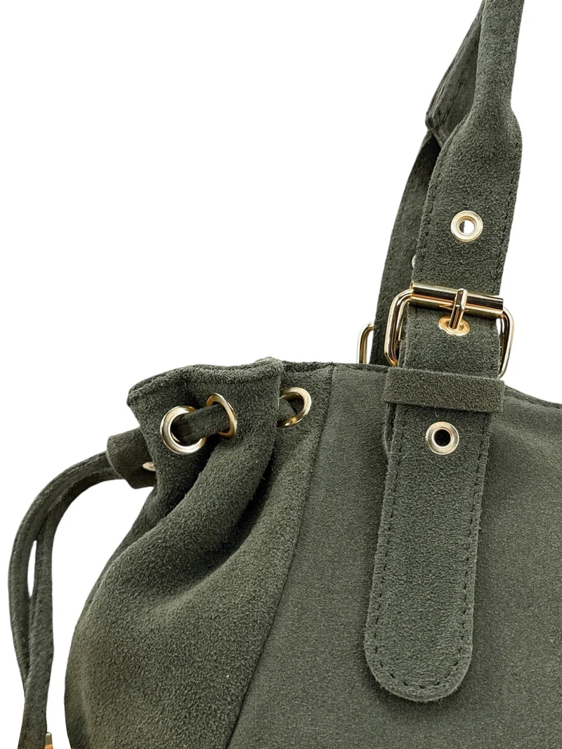 Sac bowling en daim PRINCESSE SUEDE Vert kaki