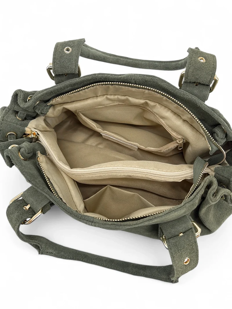 Sac bowling en daim PRINCESSE SUEDE Vert kaki