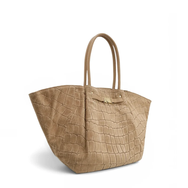 Sac cabas en cuir grainé et daim OFF CAMPUS Beige crème