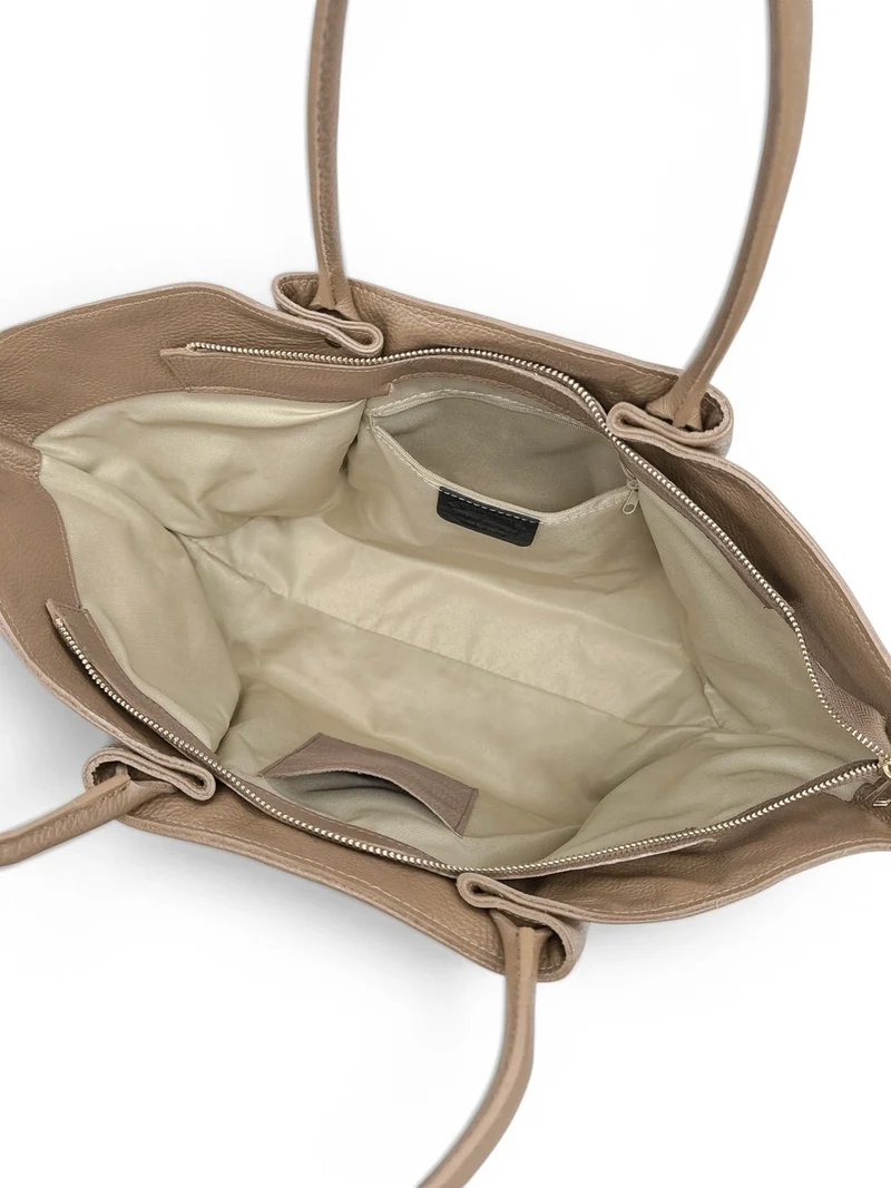Sac cabas en cuir grainé et daim OFF CAMPUS Beige crème