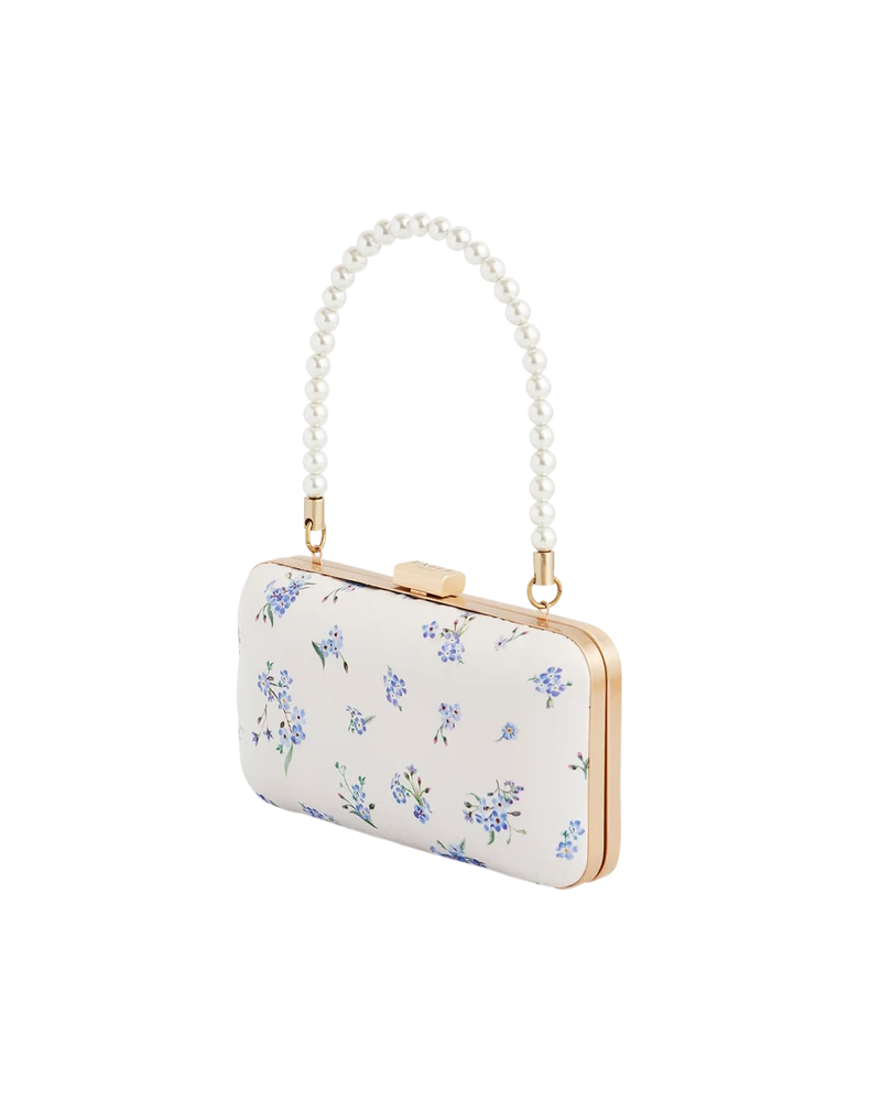 Cream Forget Me Not Pearl Handle Clutch