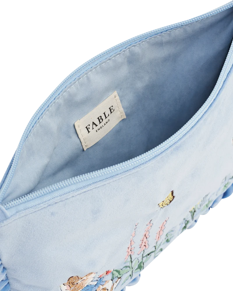 Fable England x Peter Rabbit Blue Velvet Embroidered Pouch