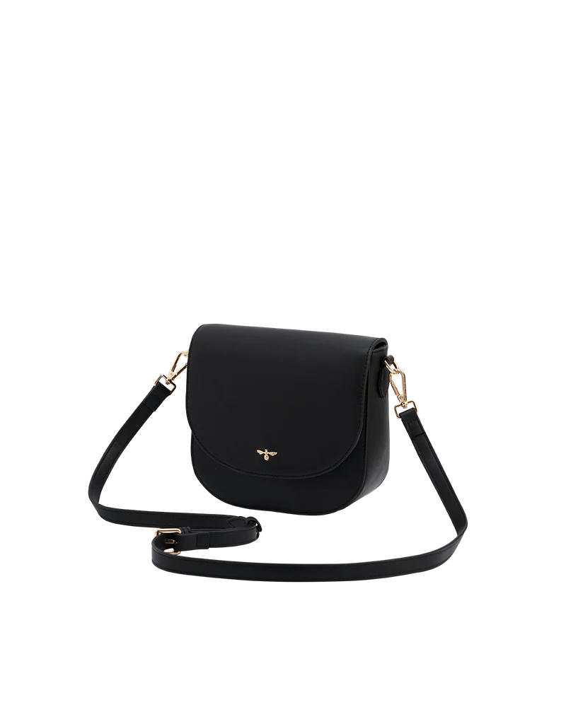 Beth Saddle Crossbody Bag in Black