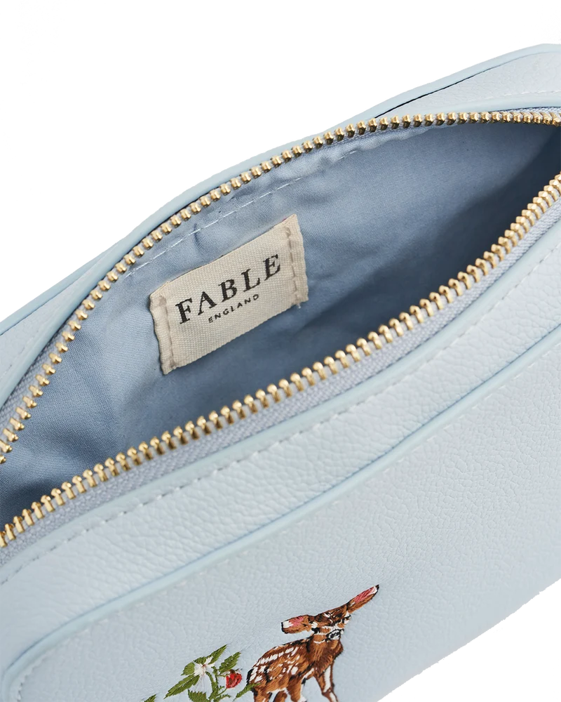 Charlotte Strawberry & Fawn Blue Embroidered Camera Bag