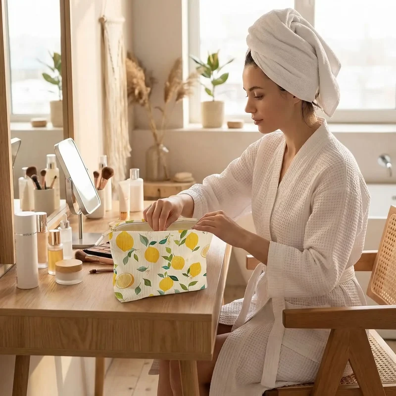 Trousse à maquillage | Velours Fleuri Esprit Zen
