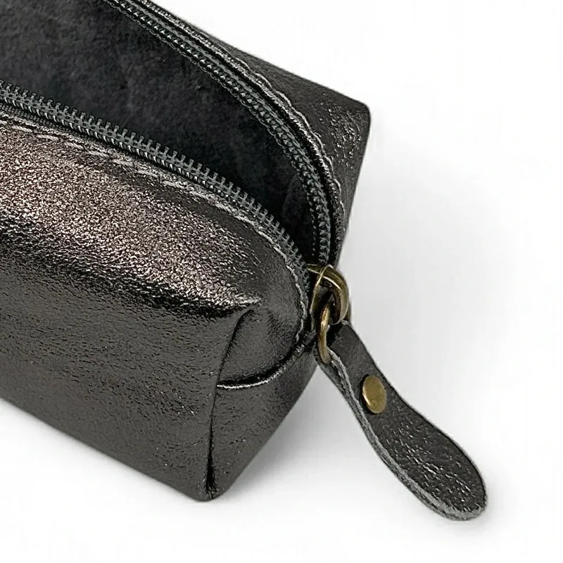 Trousse en cuir irisé TICTOC GLOW Argent foncé