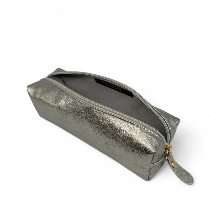Trousse en cuir irisé TICTOC GLOW Argent moyen