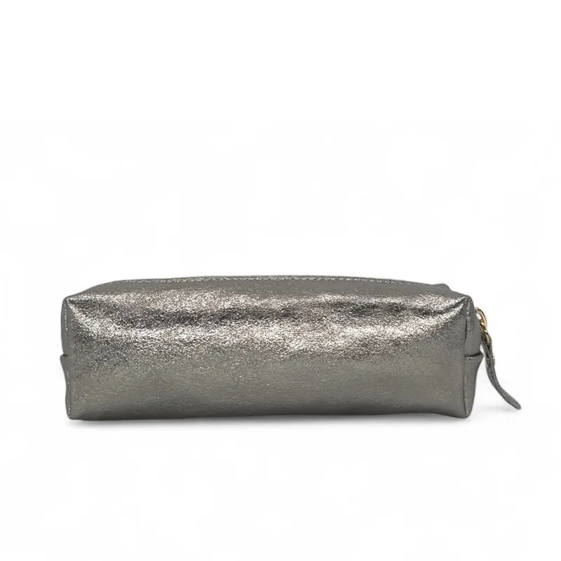 Trousse en cuir irisé TICTOC GLOW Argent moyen