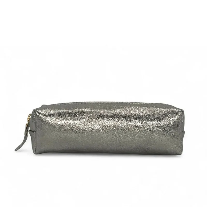 Trousse en cuir irisé TICTOC GLOW Argent moyen