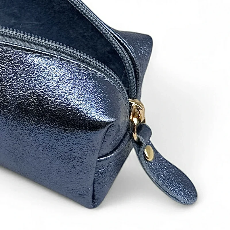 Trousse en cuir irisé TICTOC GLOW Bleu denim