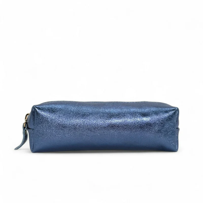 Trousse en cuir irisé TICTOC GLOW Bleu denim