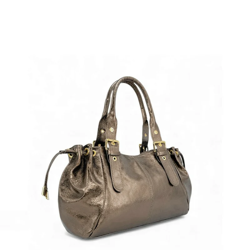 Sac bowling en cuir métallisé PRINCESSE GLOW Champagne
