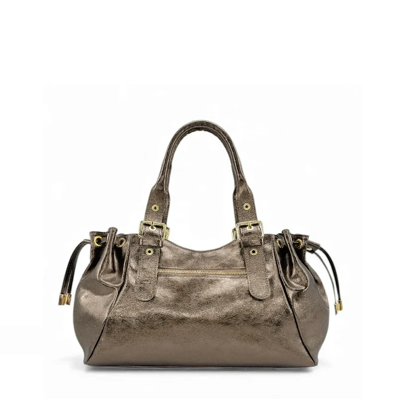 Sac bowling en cuir métallisé PRINCESSE GLOW Champagne