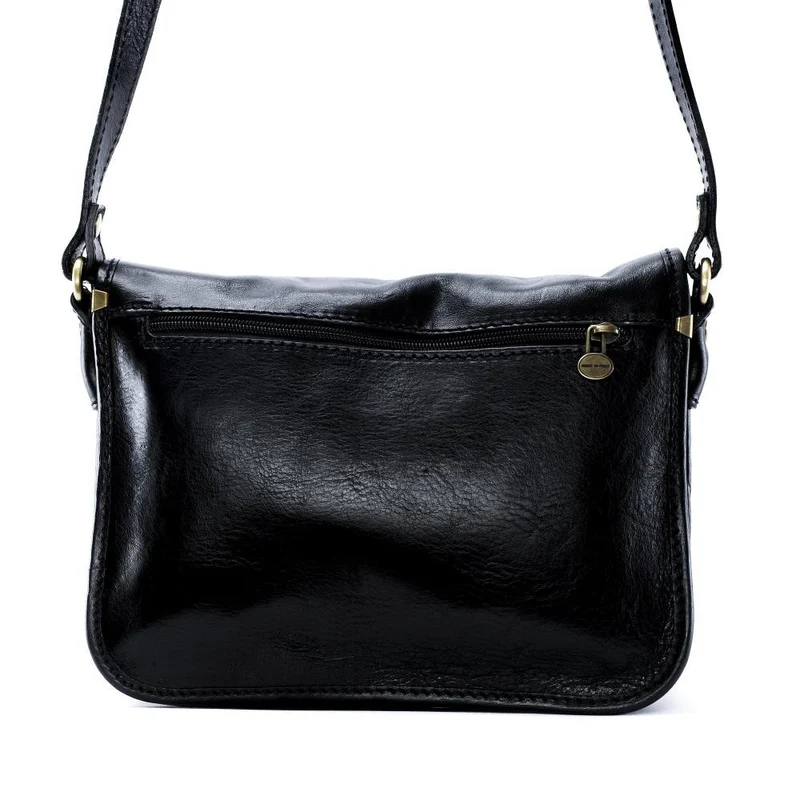 Sac bandoulière en cuir lisse NAGAÏ Noir