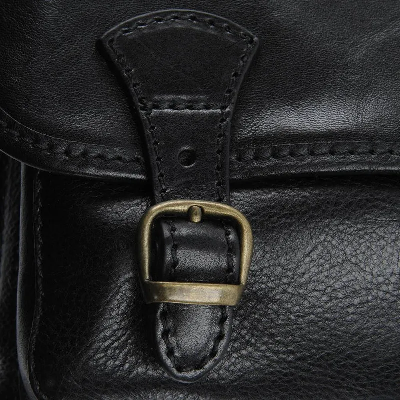 Sac bandoulière en cuir lisse NAGAÏ Noir