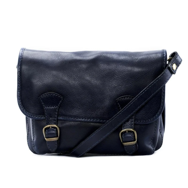 Sac bandoulière en cuir lisse NAGAÏ Bleu marine