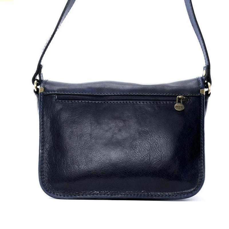 Sac bandoulière en cuir lisse NAGAÏ Bleu marine