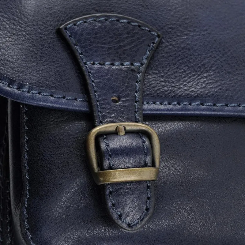 Sac bandoulière en cuir lisse NAGAÏ Bleu marine