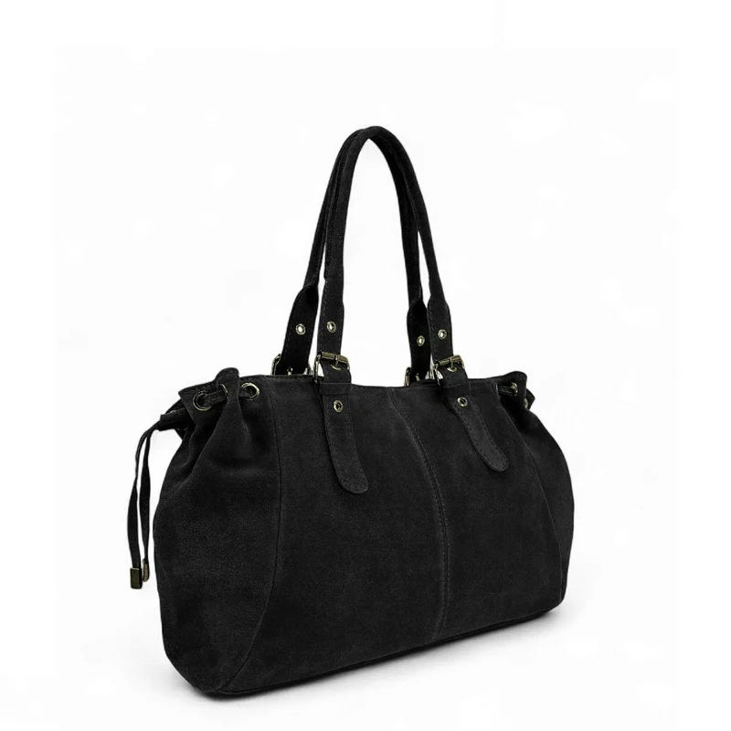 Sac bowling en daim PRINCESSE SUEDE XL BRASS Noir