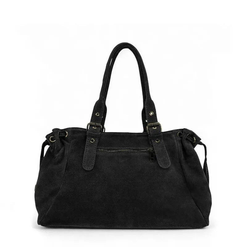 Sac bowling en daim PRINCESSE SUEDE XL BRASS Noir
