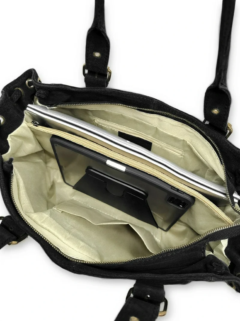 Sac bowling en daim PRINCESSE SUEDE XL BRASS Noir
