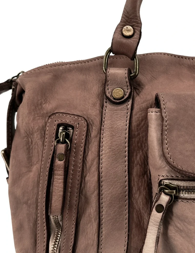 Sac porté épaule en cuir vintage MISS MY Moka