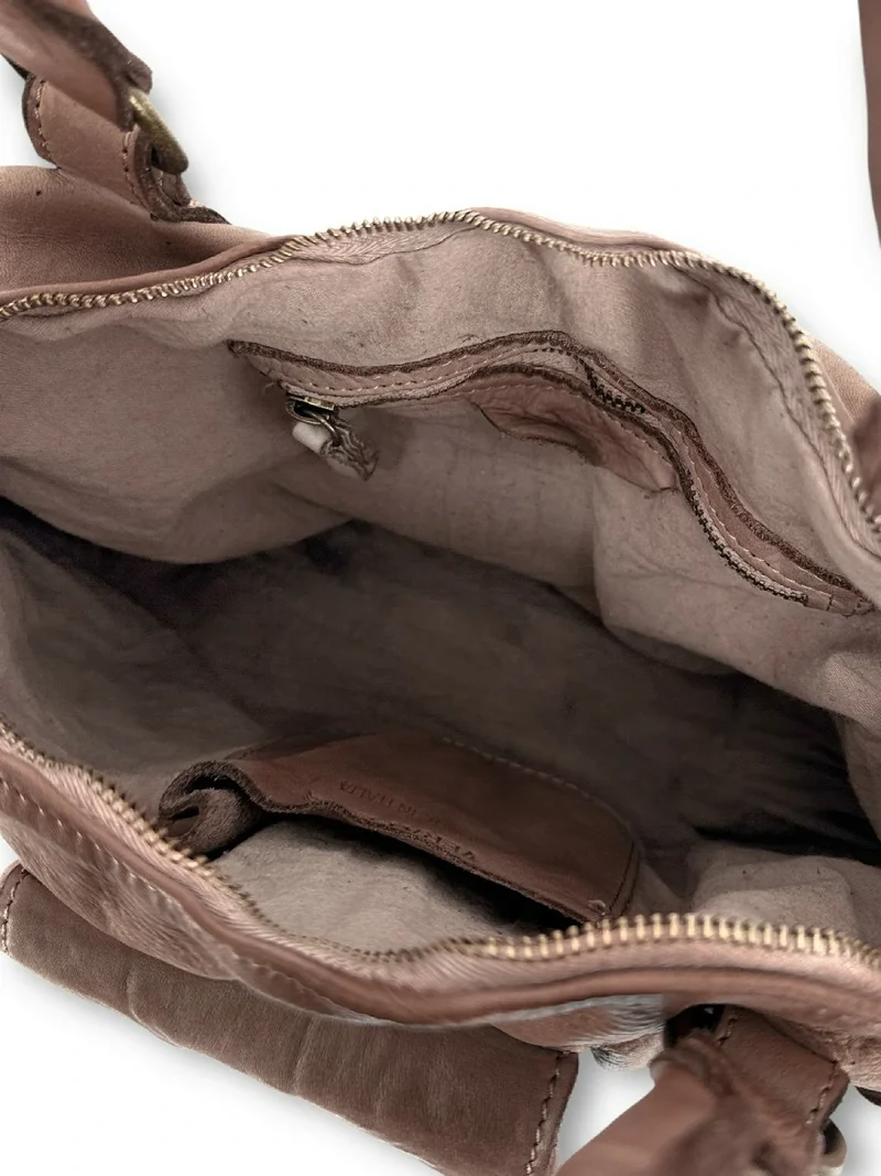Sac porté épaule en cuir vintage MISS MY Moka