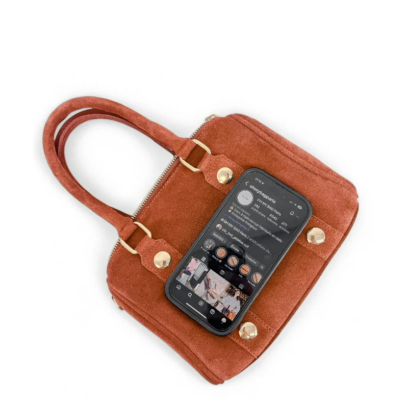 Mini sac bowling en daim DJODY Terracotta