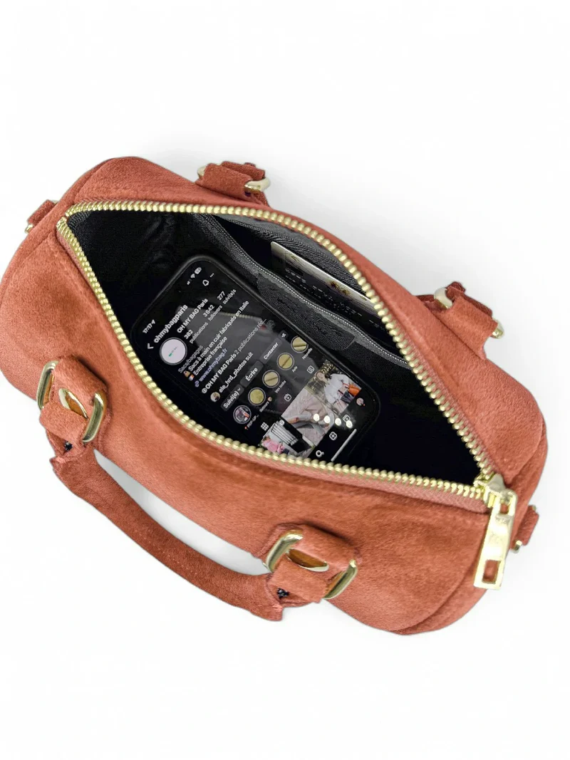 Mini sac bowling en daim DJODY Terracotta
