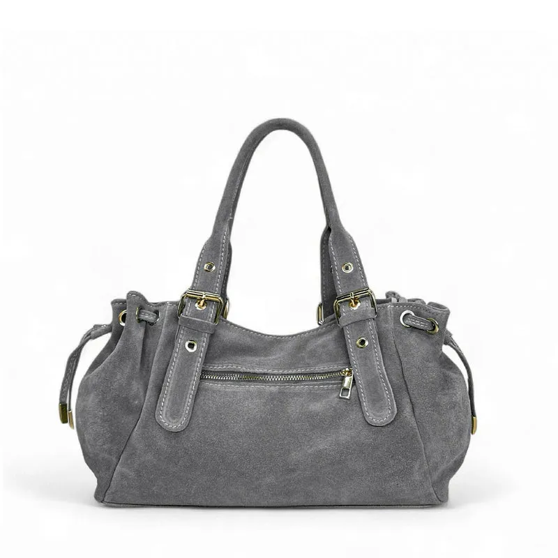 Sac bowling en daim PRINCESSE SUEDE Gris pigeon