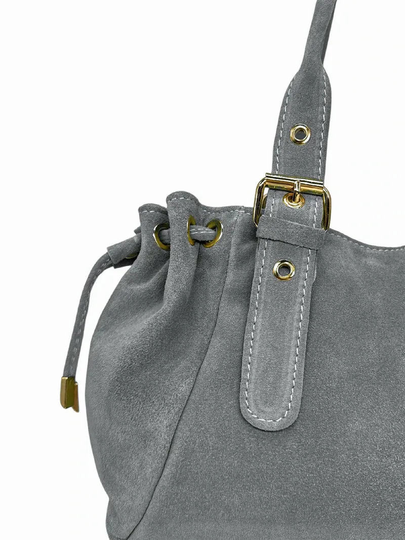 Sac bowling en daim PRINCESSE SUEDE Gris pigeon
