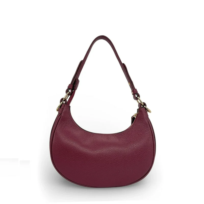 Sac à main demi-lune en daim MUNE Rouge Bordeaux