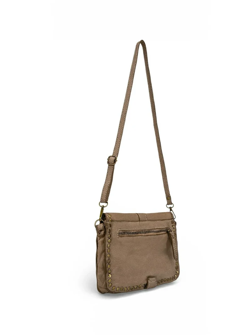 Sac besace à bandoulière en cuir vintage MISS SHAN Taupe