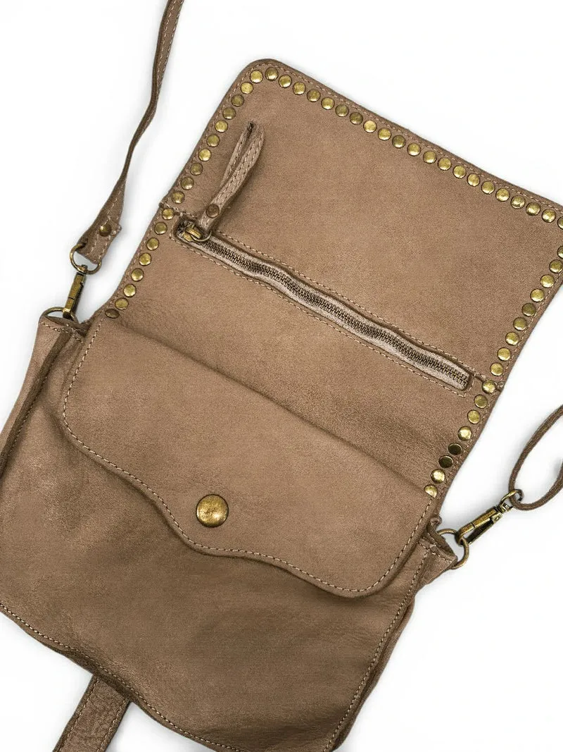 Sac besace à bandoulière en cuir vintage MISS SHAN Taupe