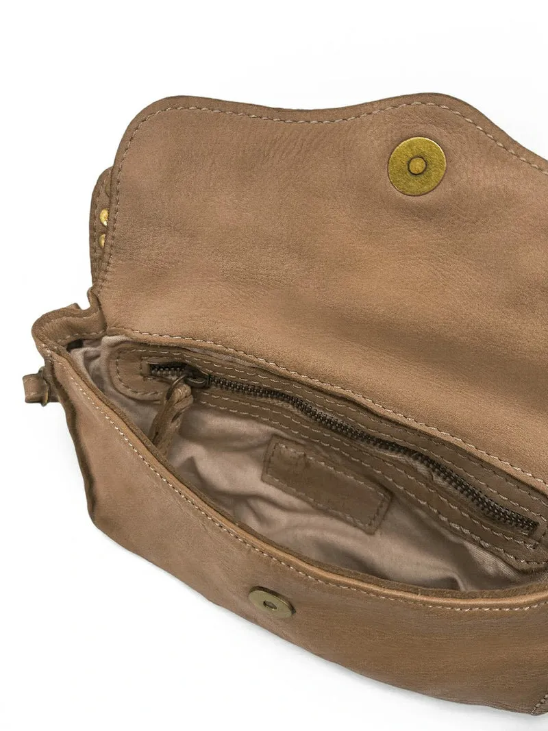 Sac besace à bandoulière en cuir vintage MISS SHAN Taupe