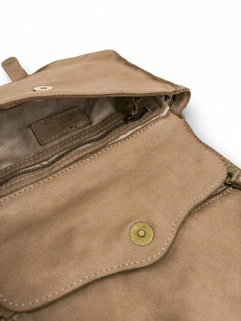 Sac besace à bandoulière en cuir vintage MISS SHAN Taupe