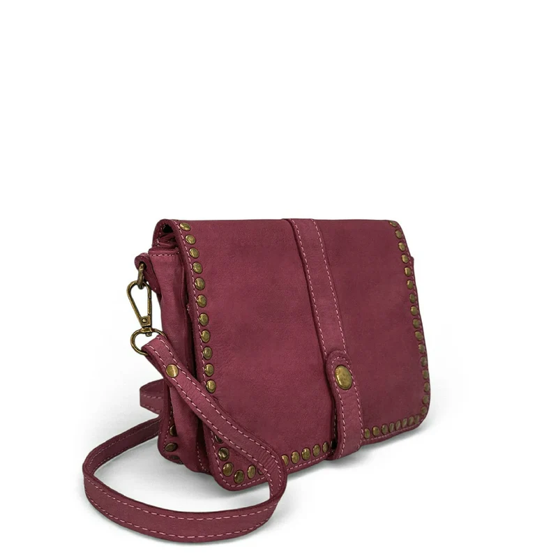 Sac besace à bandoulière en cuir vintage MISS SHAN Prune